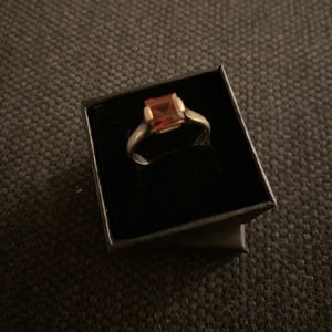 SIZE 8 GARNET RING IN STERLING SILVER